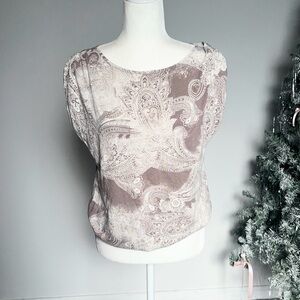 St. John's Bay Elegant Paisley Blouse in Taupe and Ivory